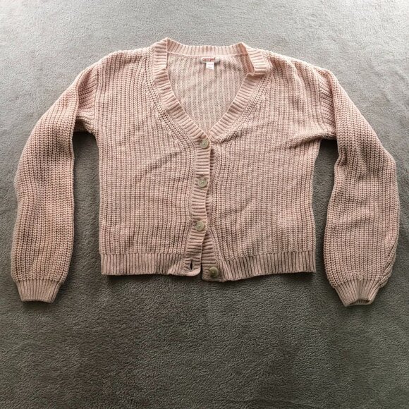 Cat & Jack Girls Cardigan Sweater Large V-Neck Pink Button-Up Cozy Knit Casual - Picture 8 of 9